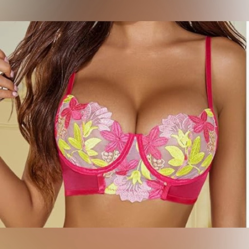 NEW Avidlove Floral Embroidered Underwire Bra 2X 41-43C